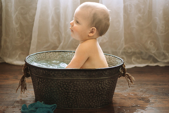 Twins 1yr Bath-14